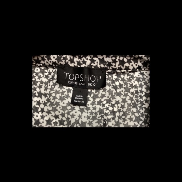 ‼️SOLD💕🔥 TOPSHOP EUC Women 6 Semi-Sheer Hi-Lo Black White Star Pattern Blouse - Picture 7 of 16